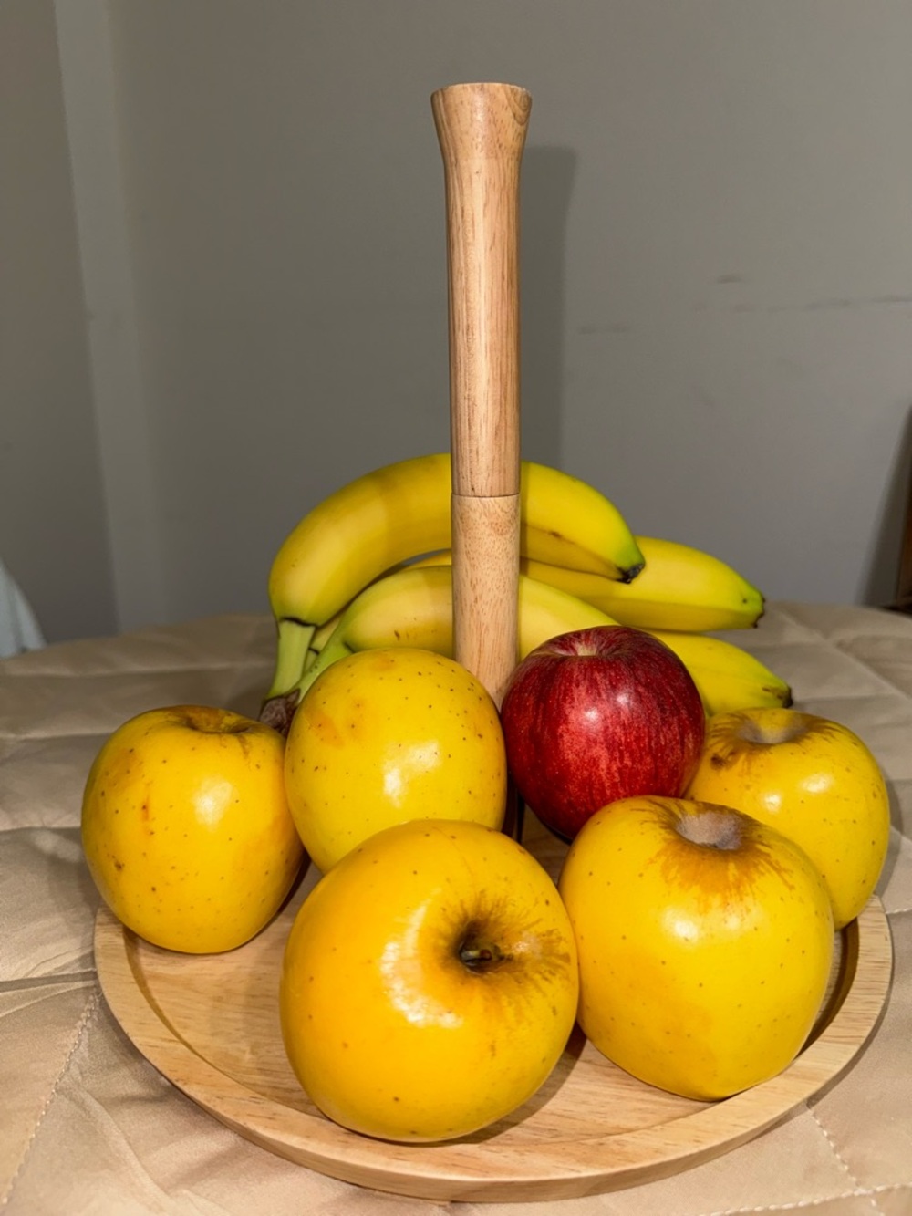 Hearth & Hand Wood Serving Tray Round Center Handle Fruit Platter Gift NWOT